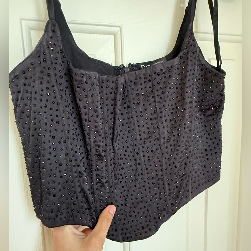 Windsor Black Embellished Bustier corset Crop Top